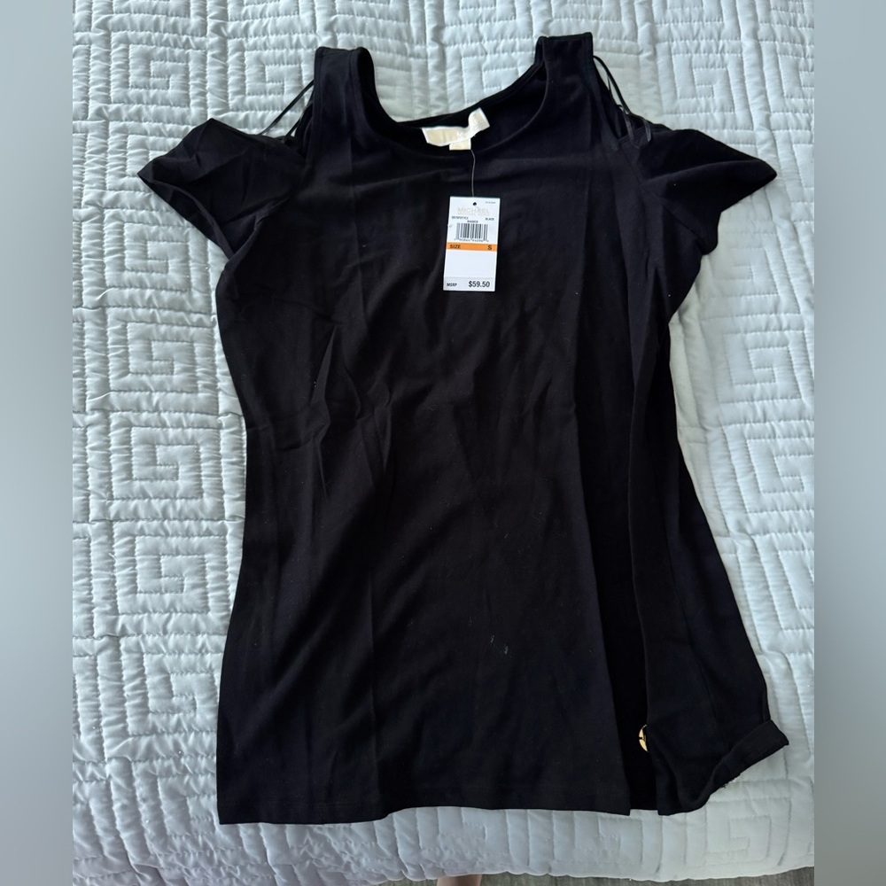 Michael Kors Black Cold Shoulder Top
